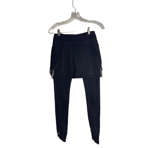 Athleta Skirted Leggings 2 in 1 Powder Peak Black Reflective Size XXS - Picture 2 of 12